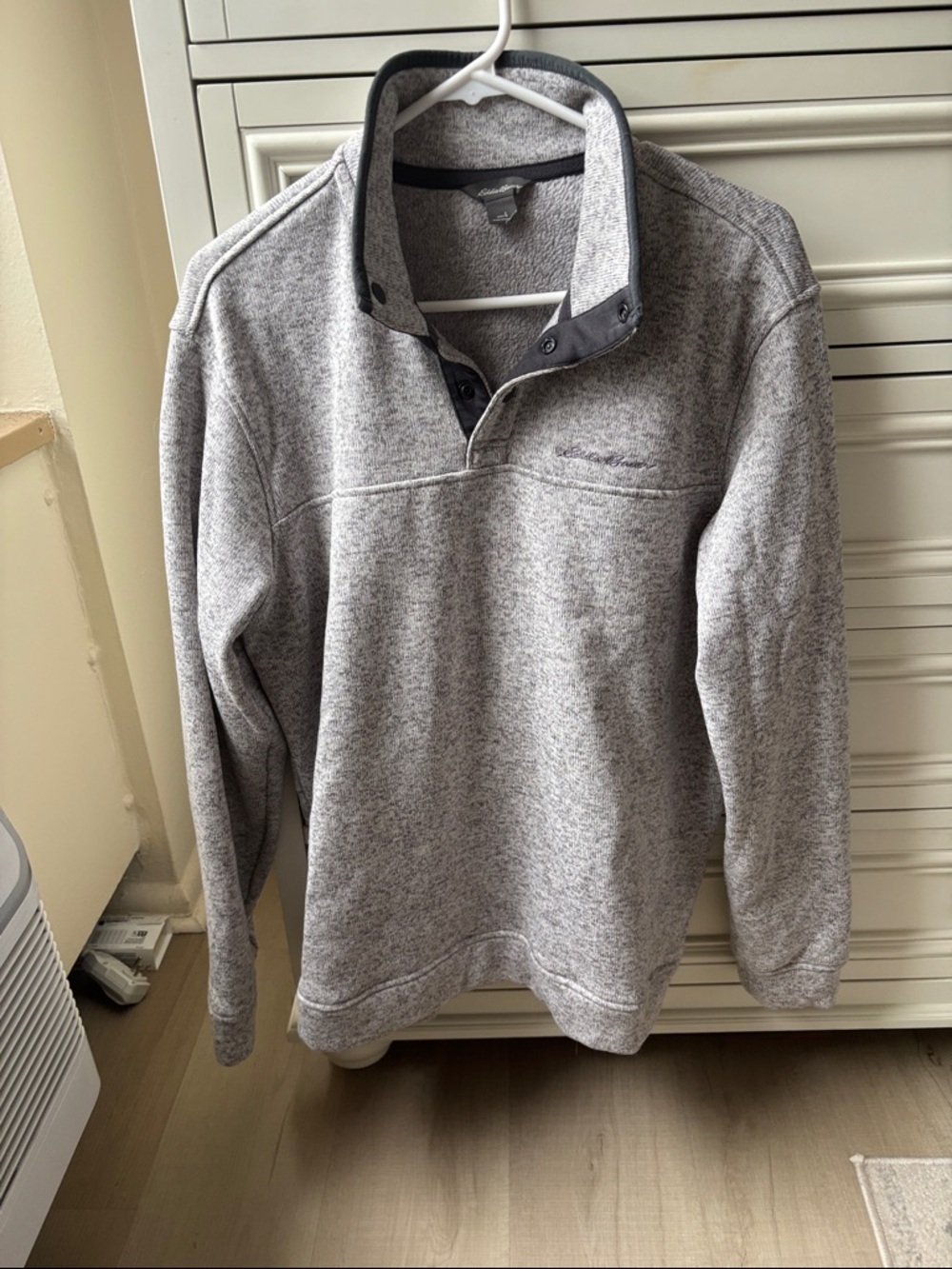 Eddie Bauer Gray Heather Quarter-Snap Pullover Sweatshirt
